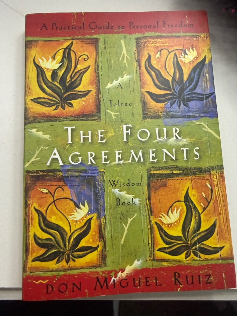 The Four Agreements - Decorative Book Cover (Green, Red, Yellow)